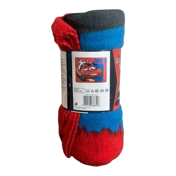 New PLUSH THROW BLANKET Red Blue DISNEY Pixar Cars 2 Fleece Blanket Travel Throw - Picture 3 of 4